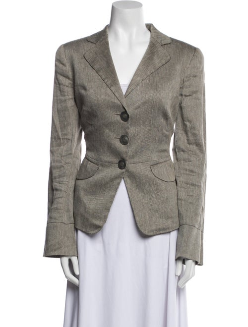 Giorgio Armani Linen Plaid Print Blazer