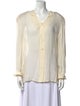 Giorgio Armani V-Neck Long Sleeve Button-Up Top