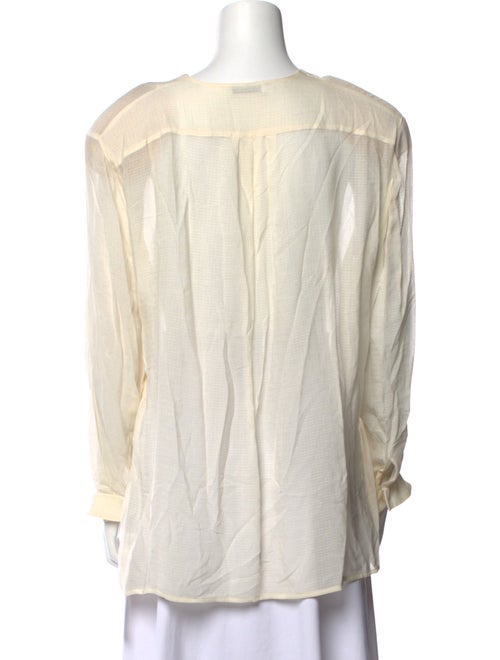 Giorgio Armani V-Neck Long Sleeve Button-Up Top