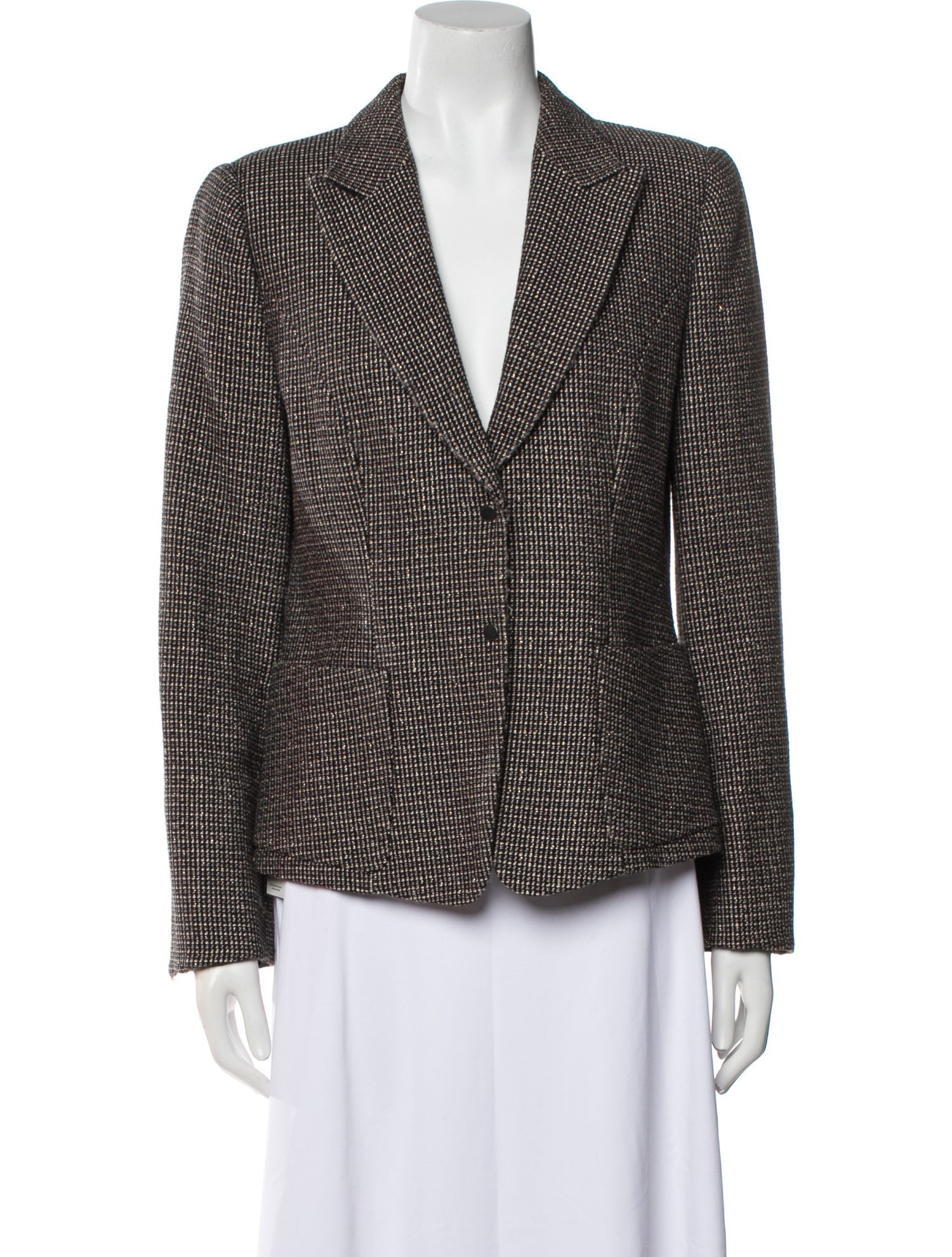 Giorgio Armani Virgin Wool Houndstooth Print Blazer