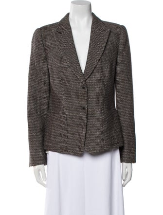 Giorgio Armani Virgin Wool Houndstooth Print Blazer