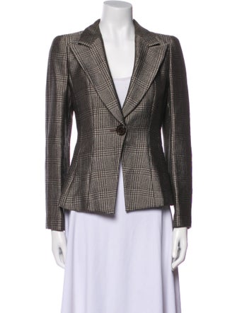 Giorgio Armani Wool Plaid Print Blazer