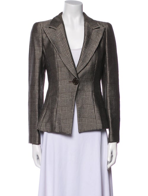 Giorgio Armani Wool Plaid Print Blazer