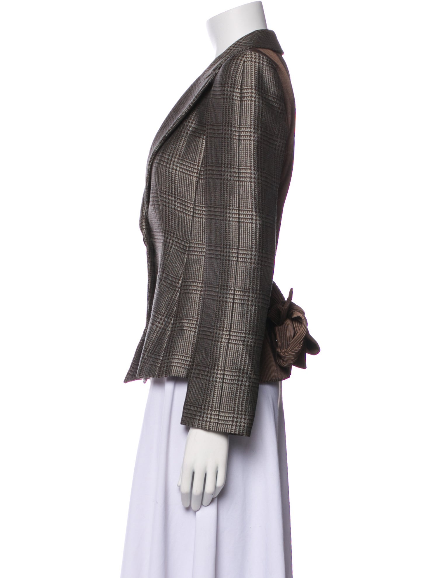 Giorgio Armani Wool Plaid Print Blazer