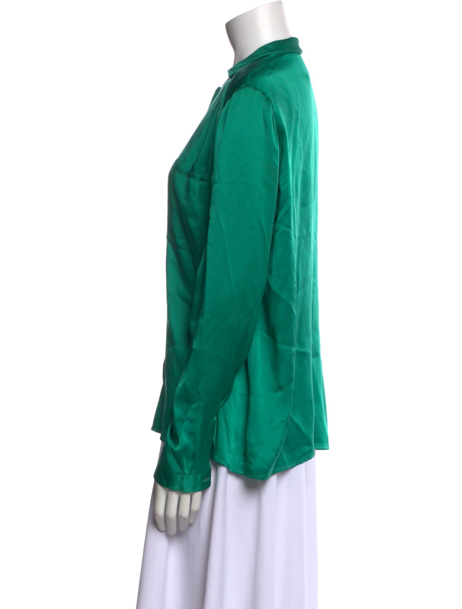 Giorgio Armani Mock Neck Long Sleeve Button-Up Top