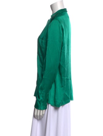 Giorgio Armani Mock Neck Long Sleeve Button-Up Top