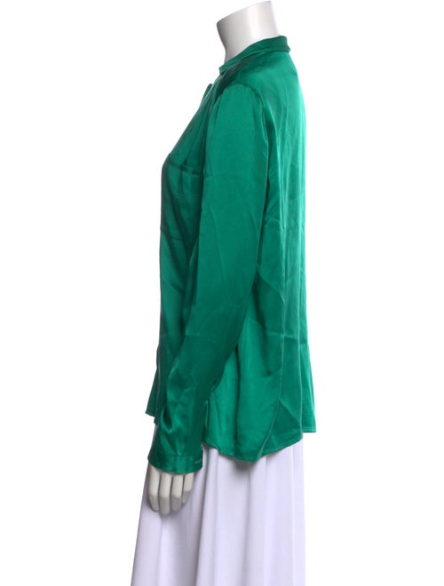 Giorgio Armani Mock Neck Long Sleeve Button-Up Top