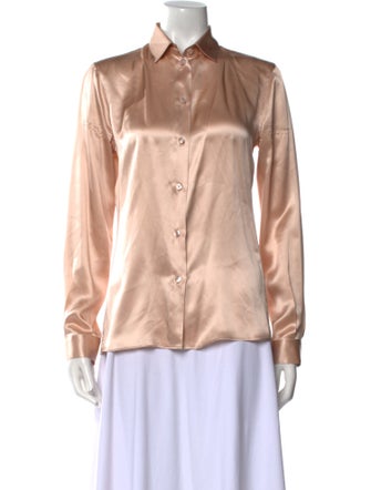 Giorgio Armani Silk Long Sleeve Button-Up Top