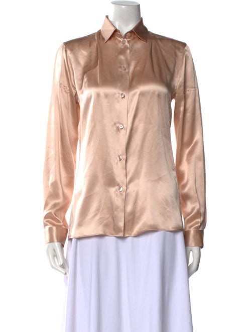 Giorgio Armani Silk Long Sleeve Button-Up Top