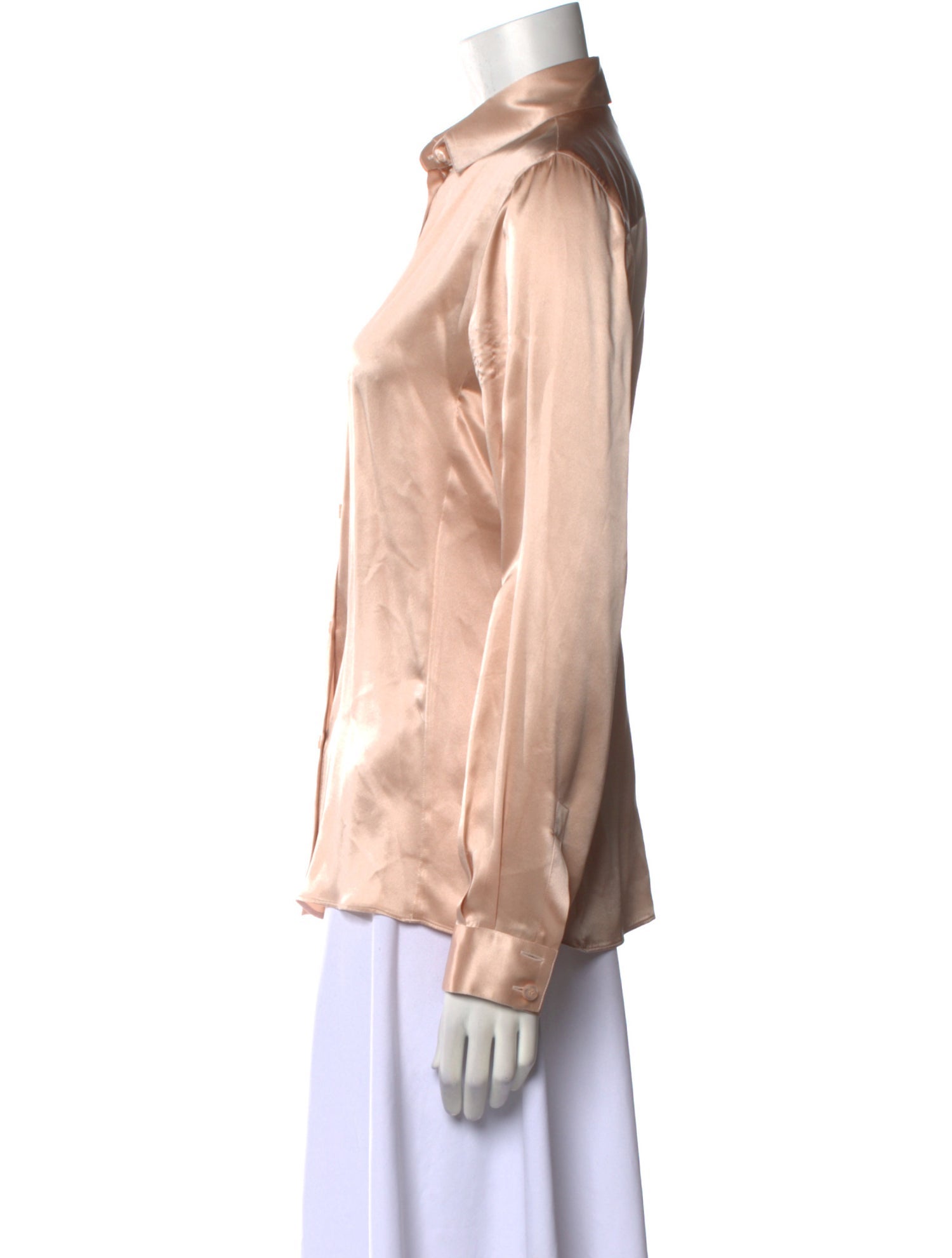 Giorgio Armani Silk Long Sleeve Button-Up Top