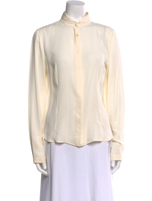 Giorgio Armani Silk Mock Neck Button-Up Top
