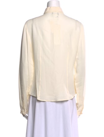 Giorgio Armani Silk Mock Neck Button-Up Top