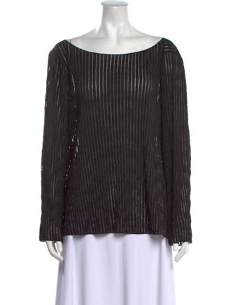 Giorgio Armani Striped Bateau Neckline Blouse