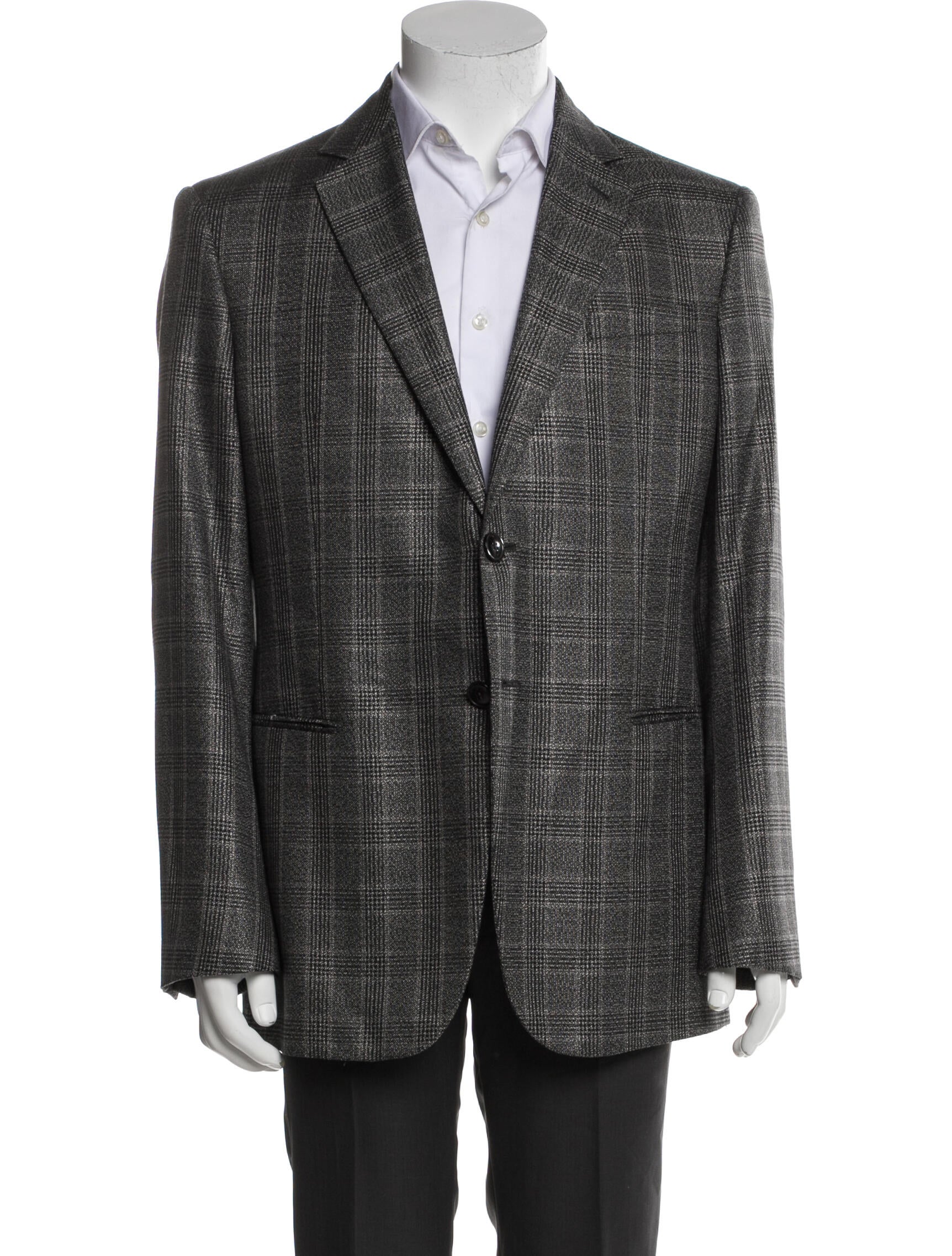Giorgio Armani Silk Plaid Print Blazer