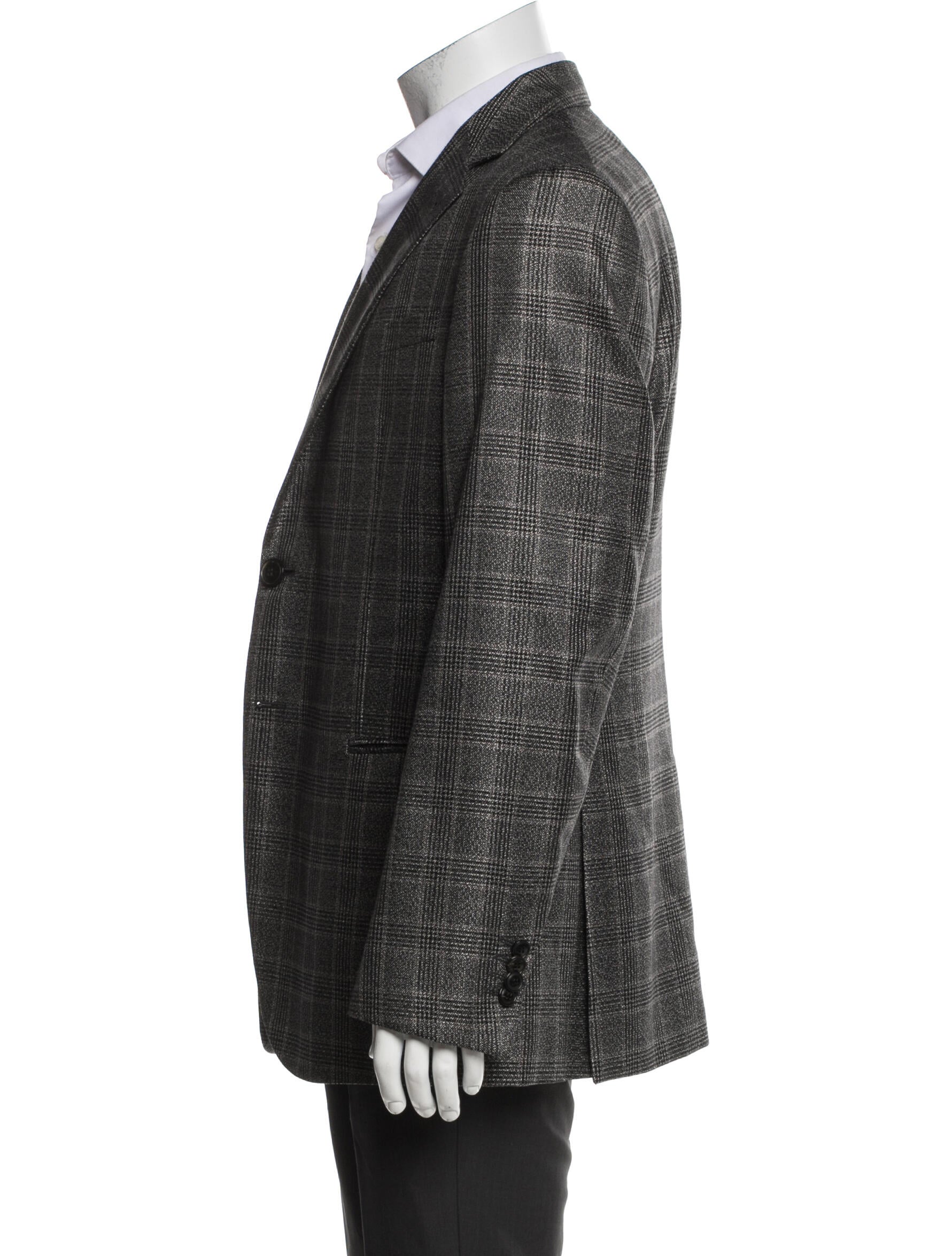 Giorgio Armani Silk Plaid Print Blazer