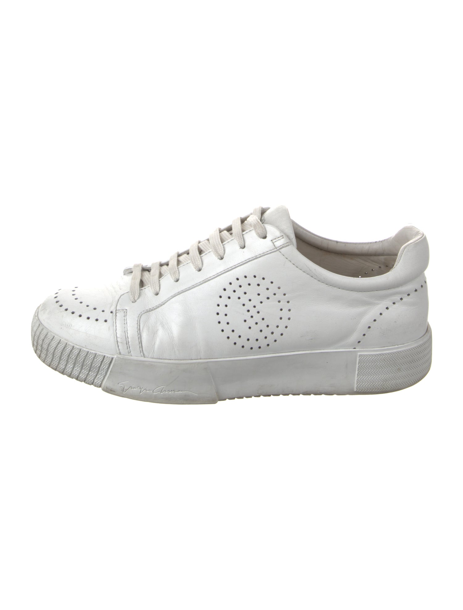 Giorgio Armani Leather Lasercut Accents Sneakers