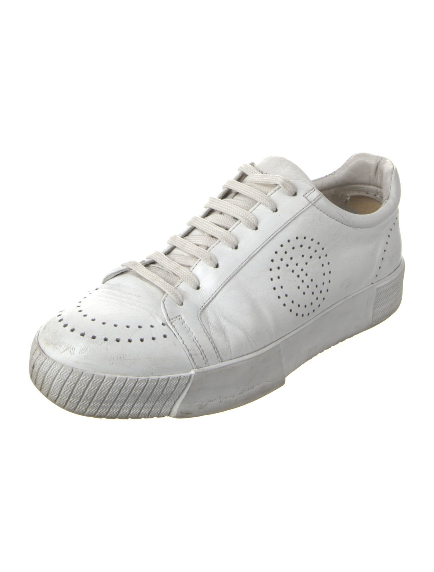Giorgio Armani Leather Lasercut Accents Sneakers