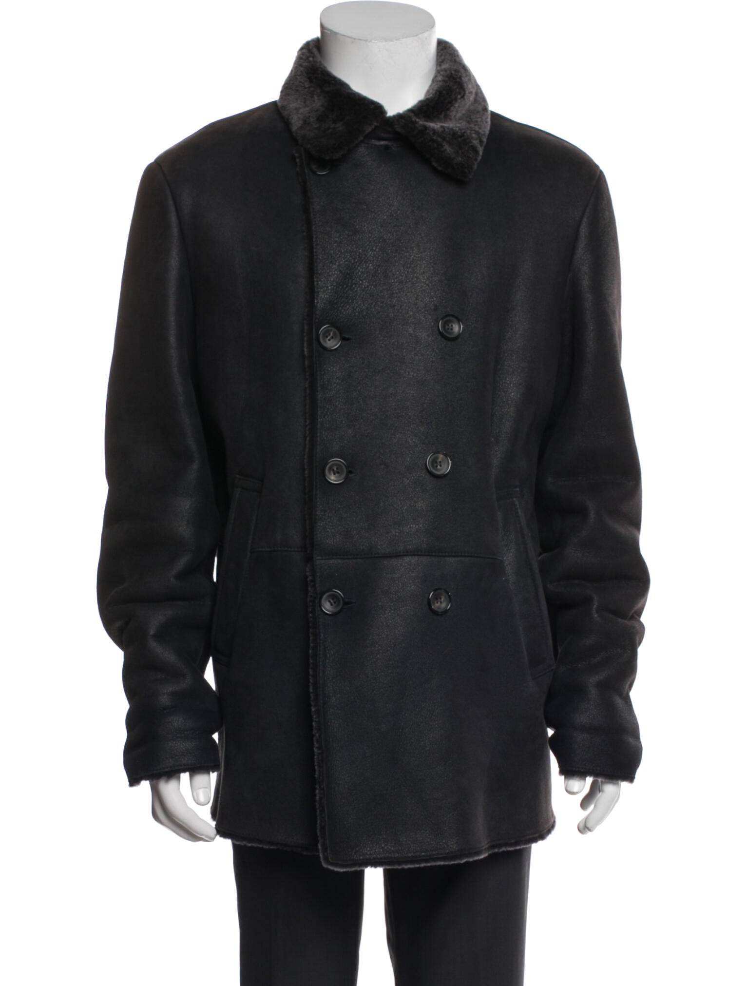 Giorgio Armani Leather Peacoat