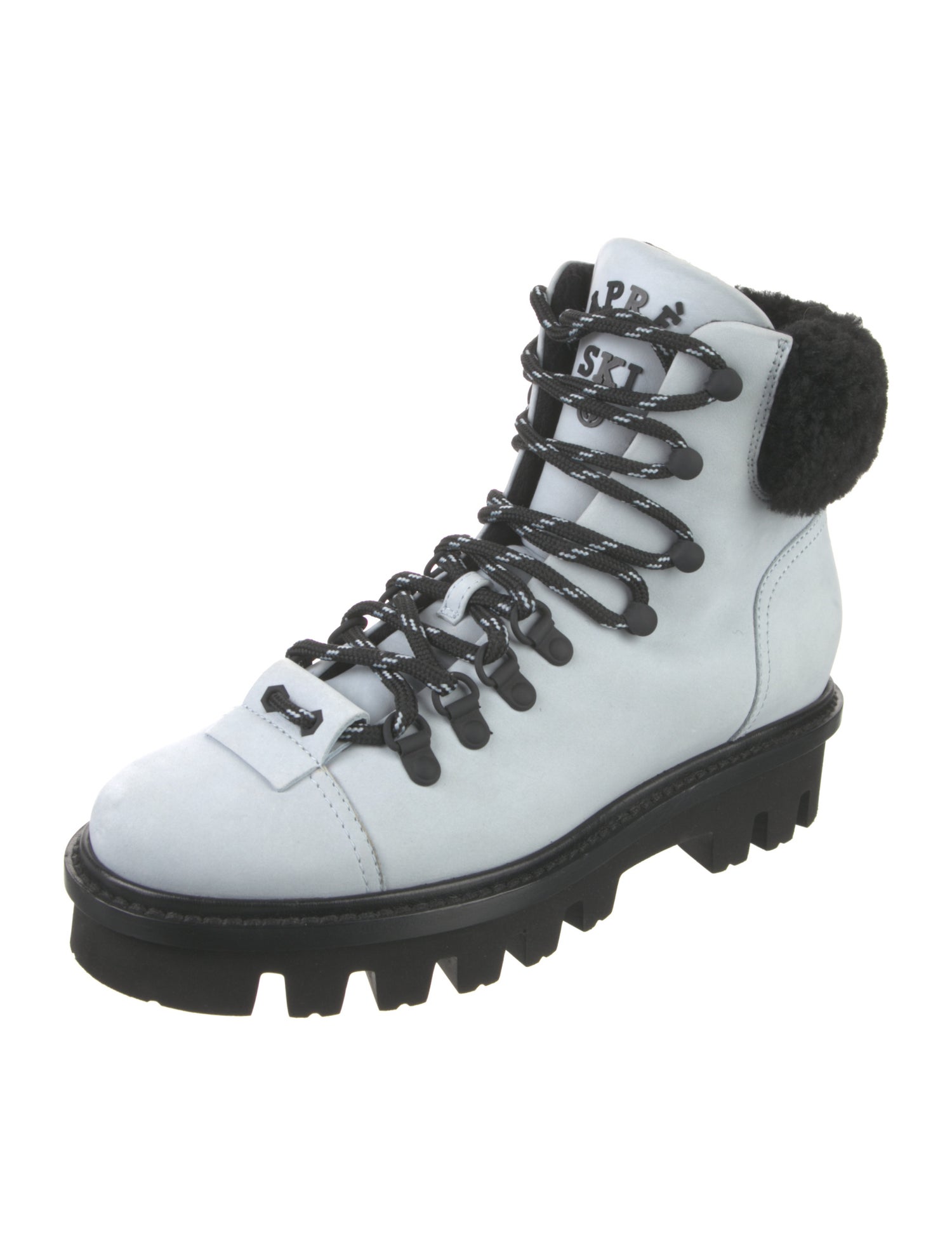 Giorgio Armani Leather Colorblock Pattern Hiking Boots