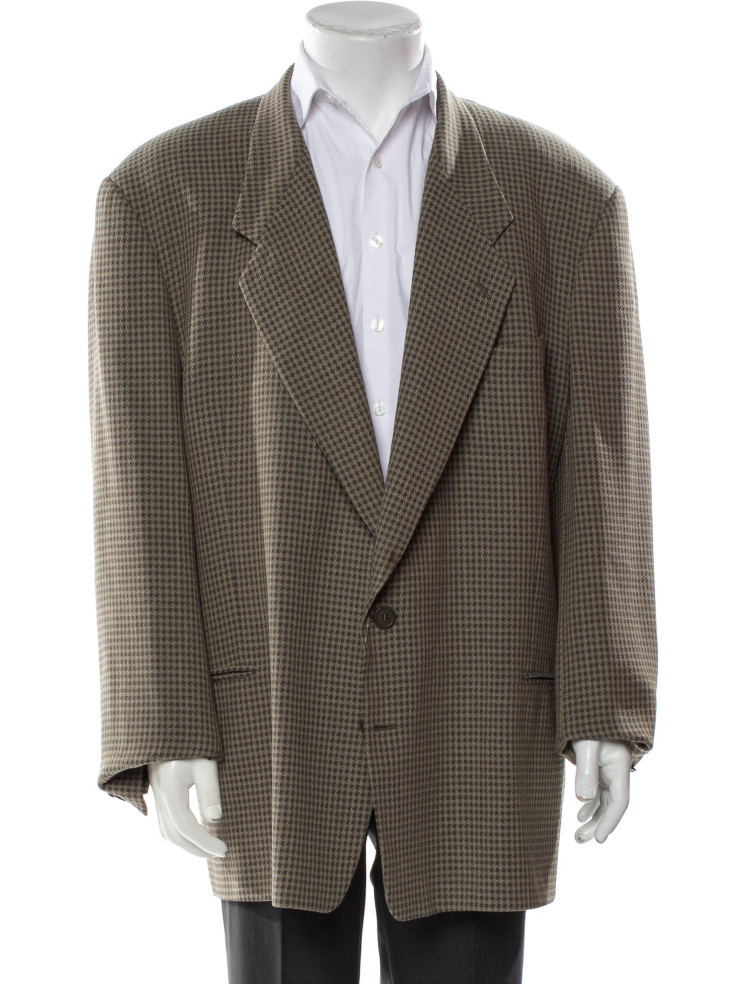 Giorgio Armani Virgin Wool Houndstooth Print Blazer