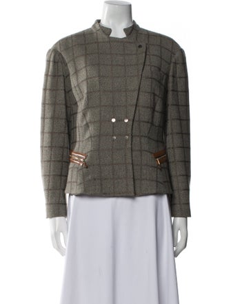 Giorgio Armani Virgin Wool Plaid Print Blazer