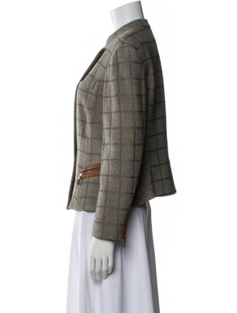 Giorgio Armani Virgin Wool Plaid Print Blazer