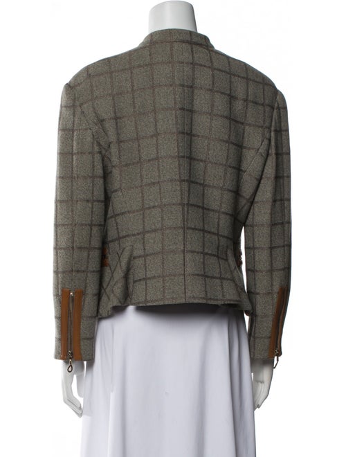 Giorgio Armani Virgin Wool Plaid Print Blazer