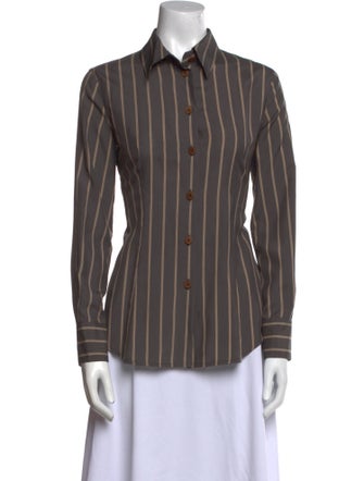 Giorgio Armani Silk Striped Button-Up Top