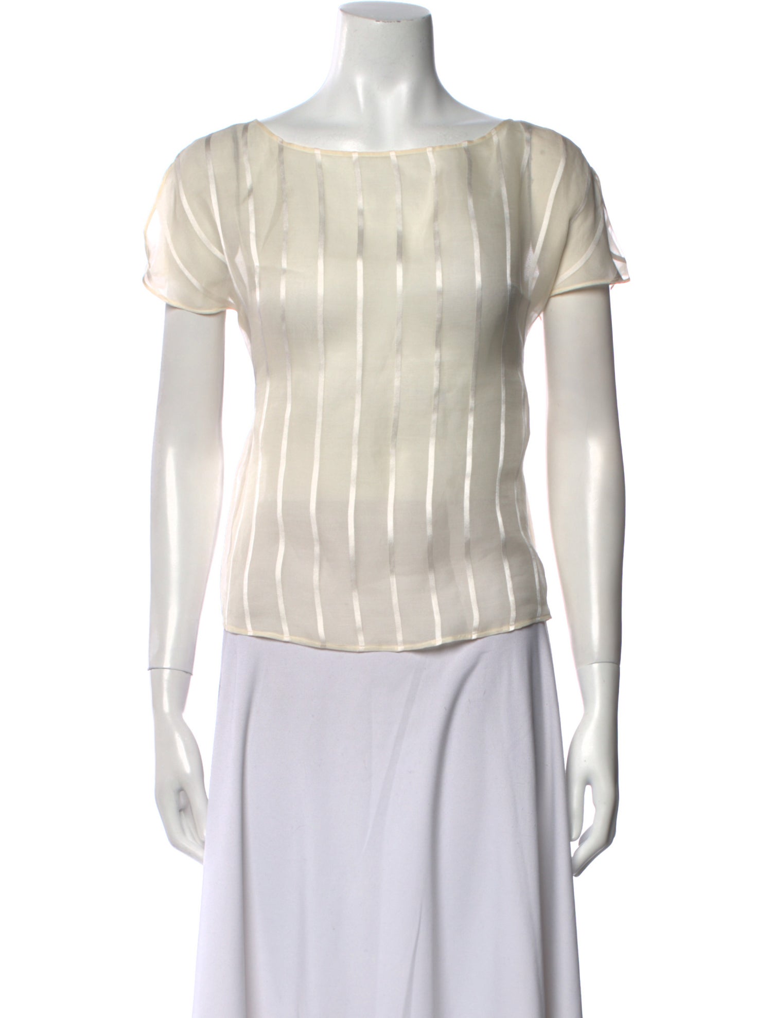 Giorgio Armani Striped Bateau Neckline Blouse