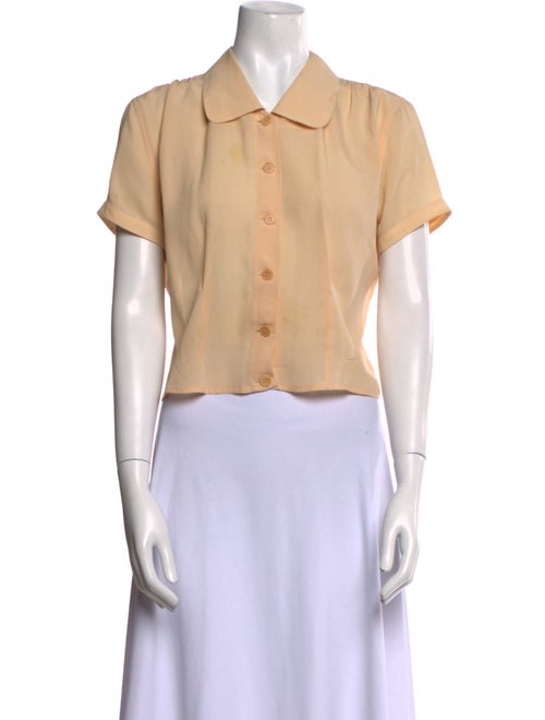 Giorgio Armani Silk Short Sleeve Button-Up Top