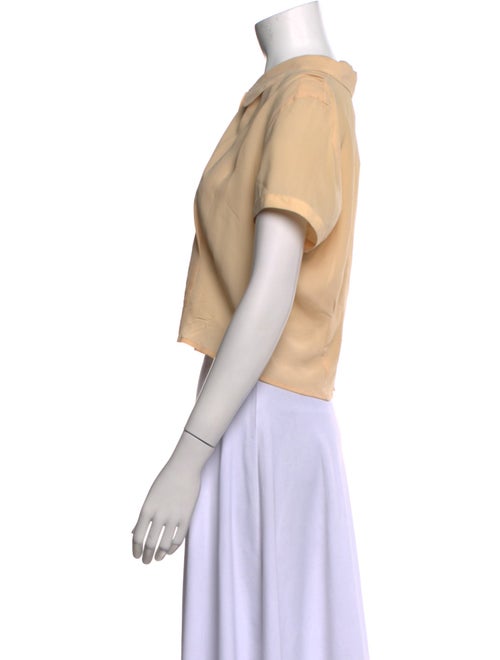 Giorgio Armani Silk Short Sleeve Button-Up Top