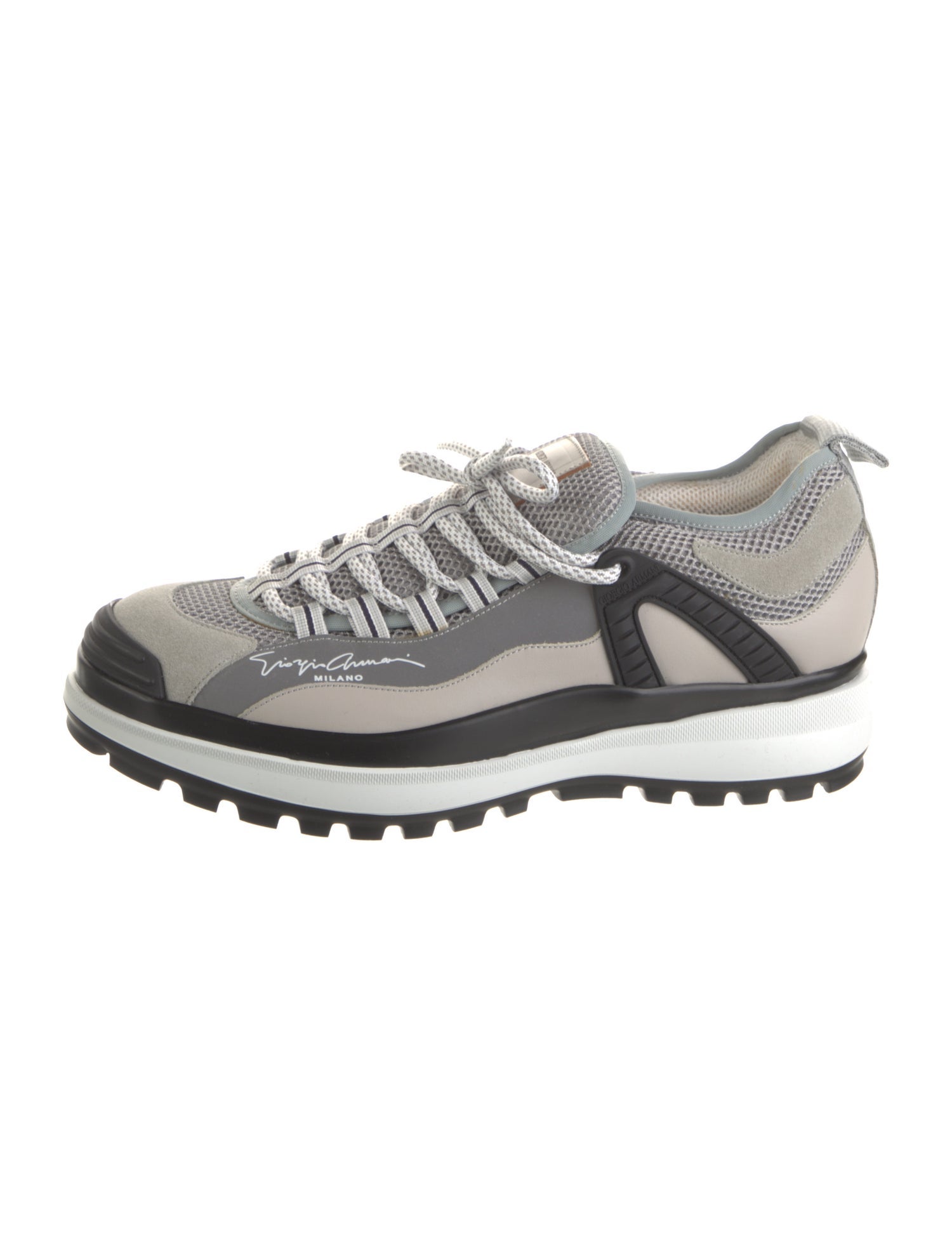 Giorgio Armani Leather Colorblock Pattern Sneakers
