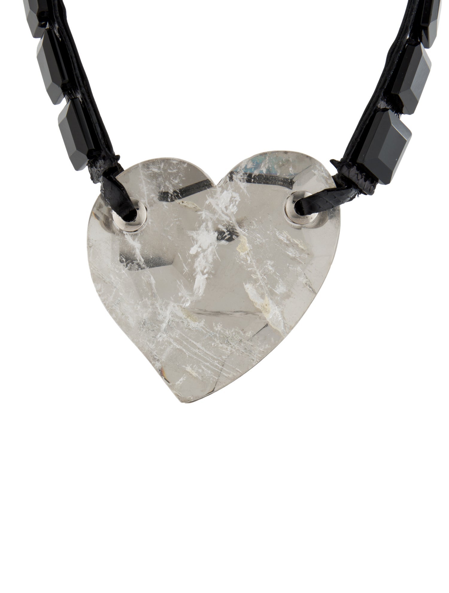 Giorgio Armani Leather, Resin, Multi Stone Heart Choker Necklace