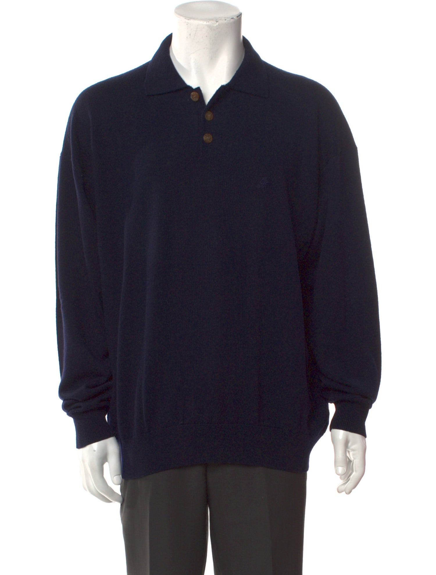 Giorgio Armani Wool Mock Neck Polo Sweater