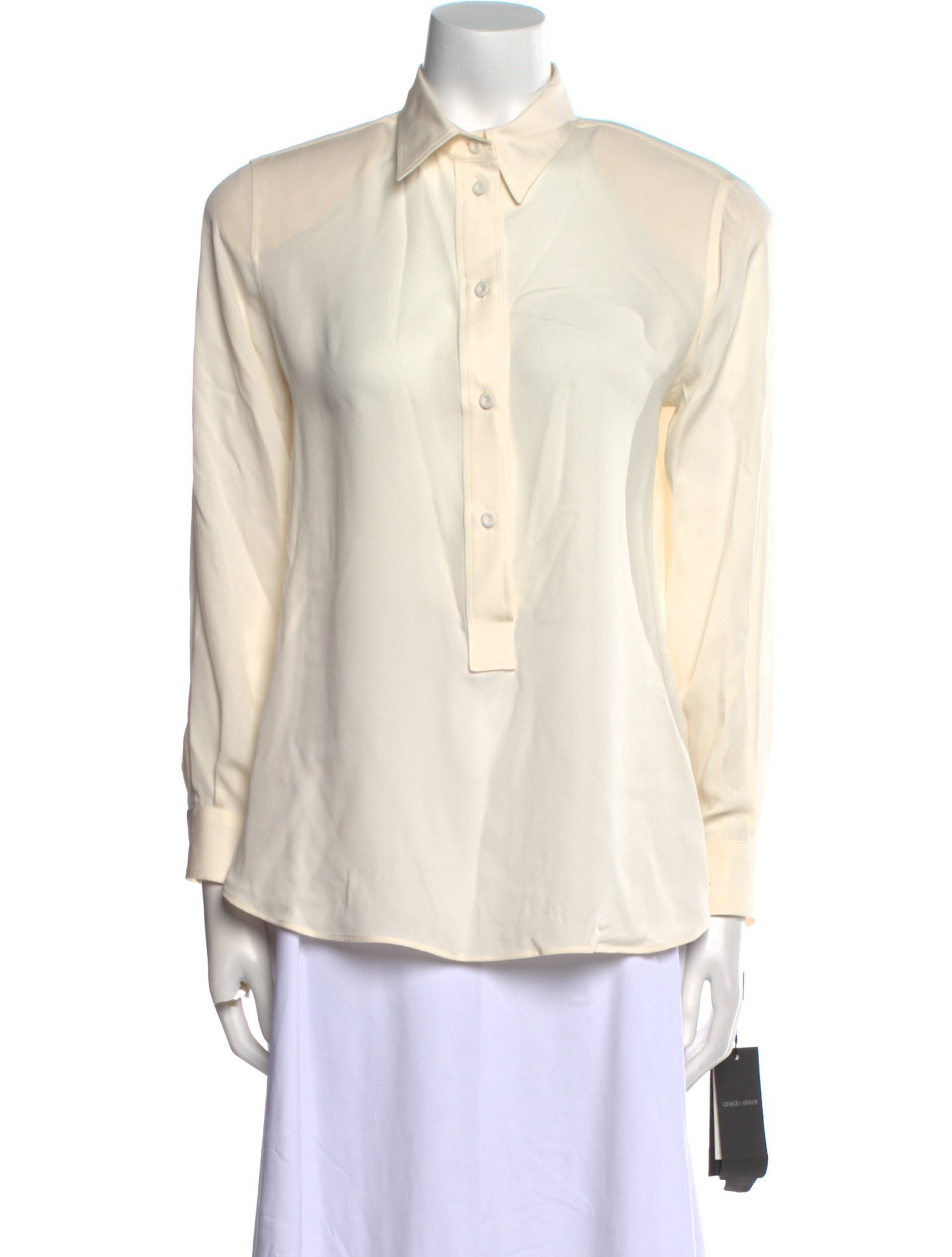 Giorgio Armani Silk Long Sleeve Button-Up Top w/ Tags