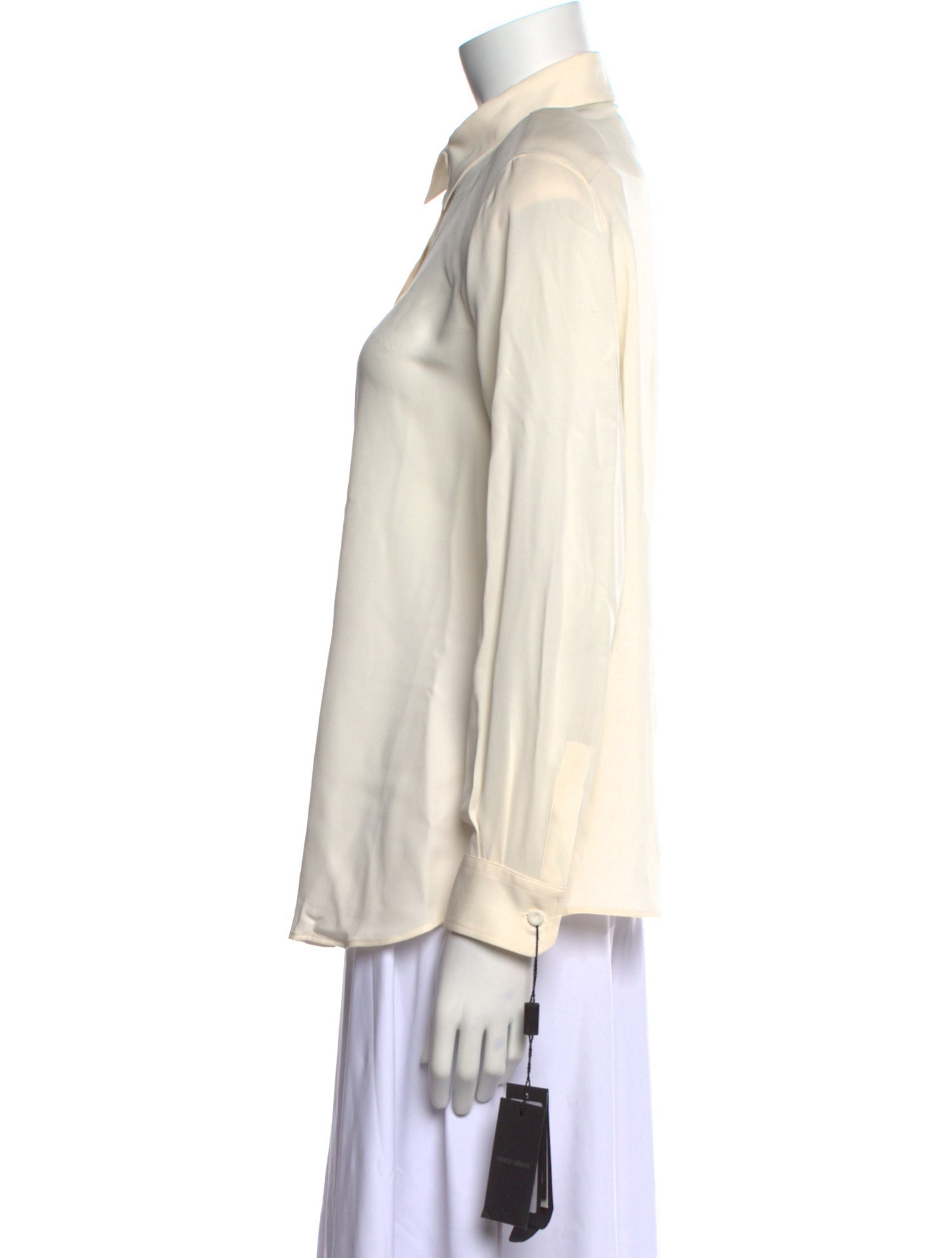 Giorgio Armani Silk Long Sleeve Button-Up Top w/ Tags