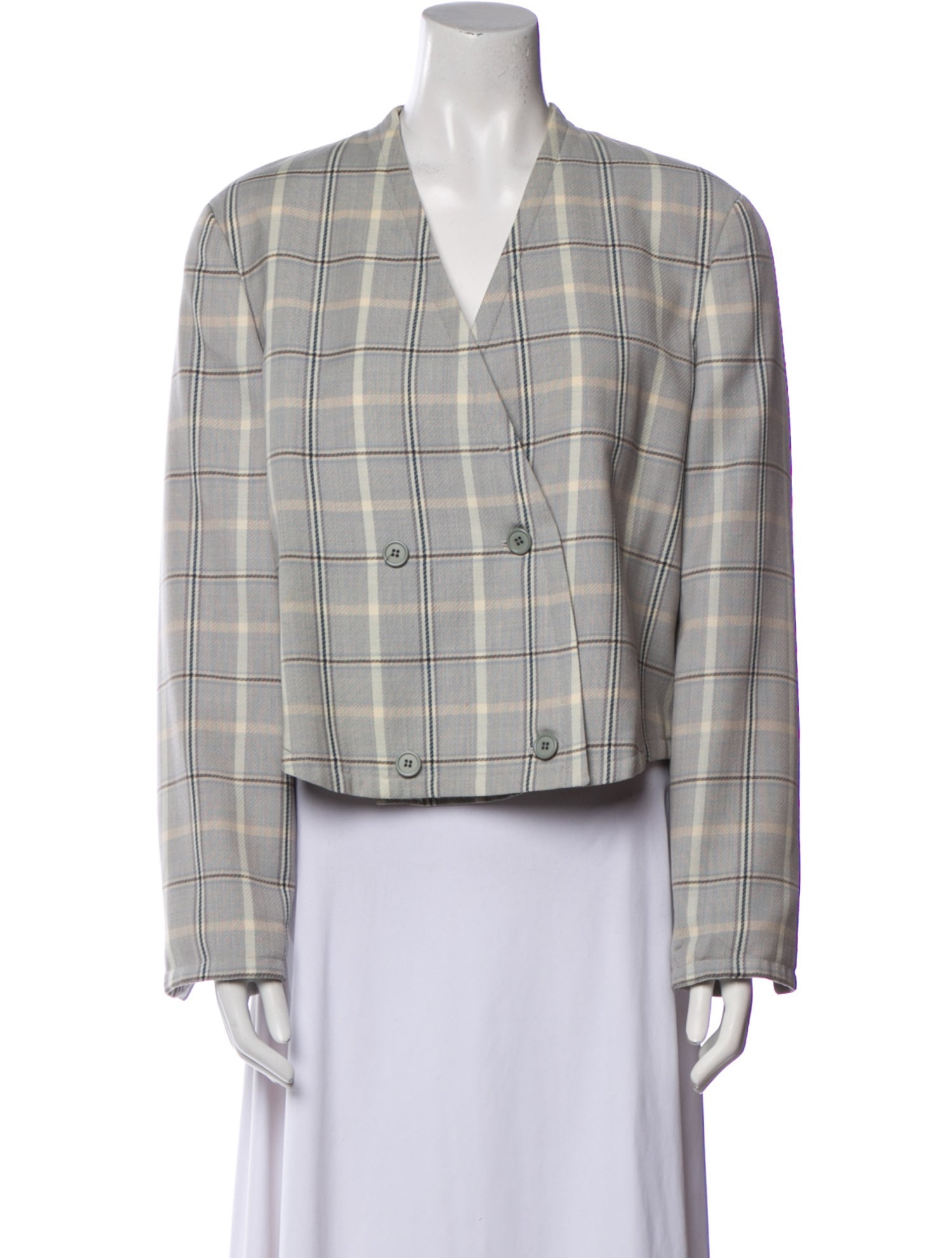 Giorgio Armani Wool Plaid Print Evening Jacket