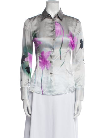 Giorgio Armani Silk Printed Button-Up Top