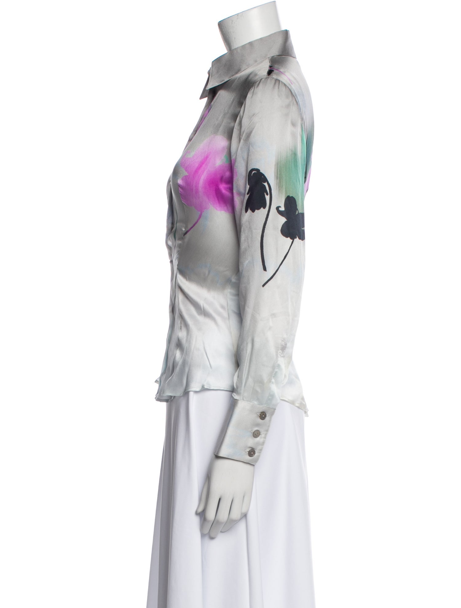 Giorgio Armani Silk Printed Button-Up Top