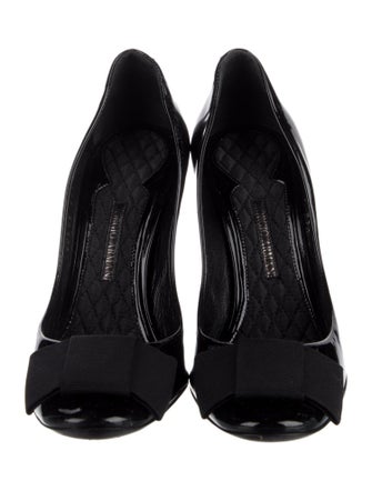 Giorgio Armani Patent Leather Bow Accents Pumps