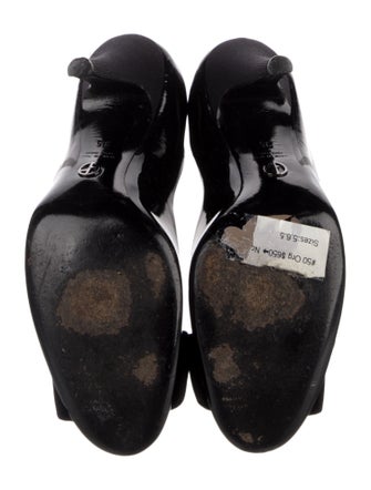 Giorgio Armani Patent Leather Bow Accents Pumps