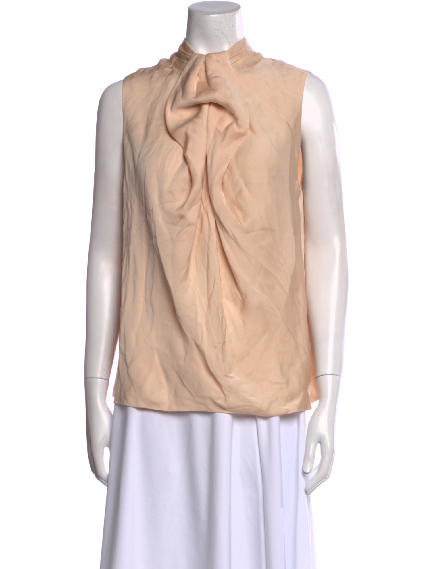 Giorgio Armani Silk Mock Neck Button-Up Top