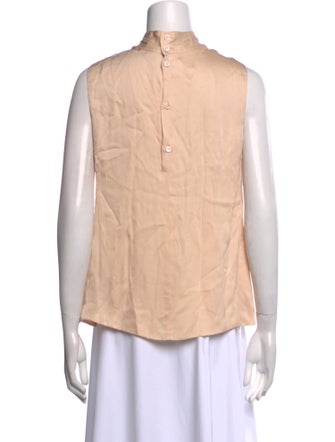 Giorgio Armani Silk Mock Neck Button-Up Top