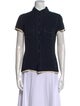Giorgio Armani Silk Short Sleeve Button-Up Top