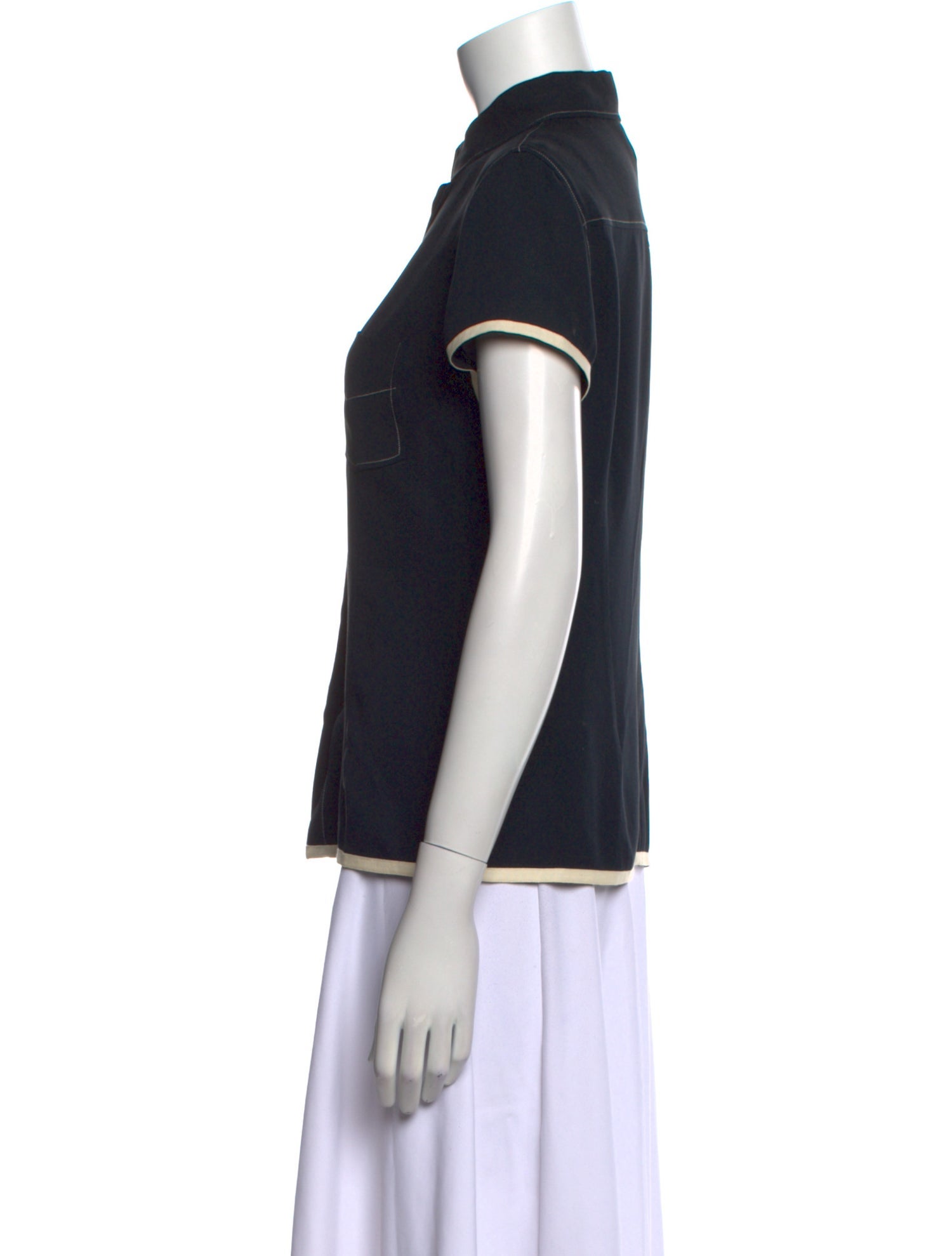 Giorgio Armani Silk Short Sleeve Button-Up Top