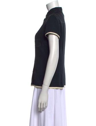 Giorgio Armani Silk Short Sleeve Button-Up Top