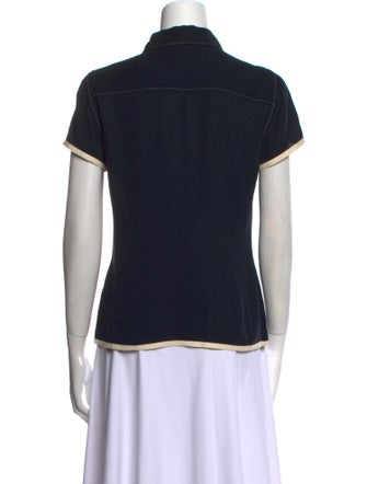 Giorgio Armani Silk Short Sleeve Button-Up Top