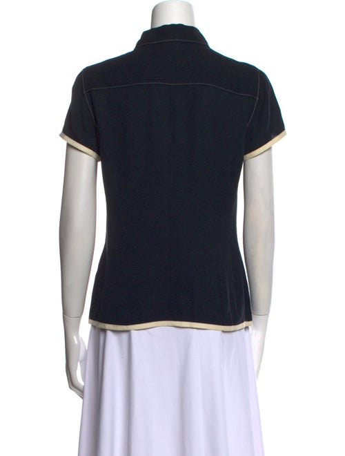 Giorgio Armani Silk Short Sleeve Button-Up Top