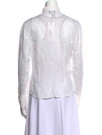 Giorgio Armani Mock Neck Long Sleeve Button-Up Top