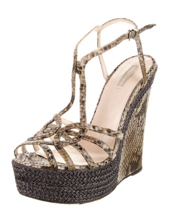 Giorgio Armani Leather Animal Print Espadrilles